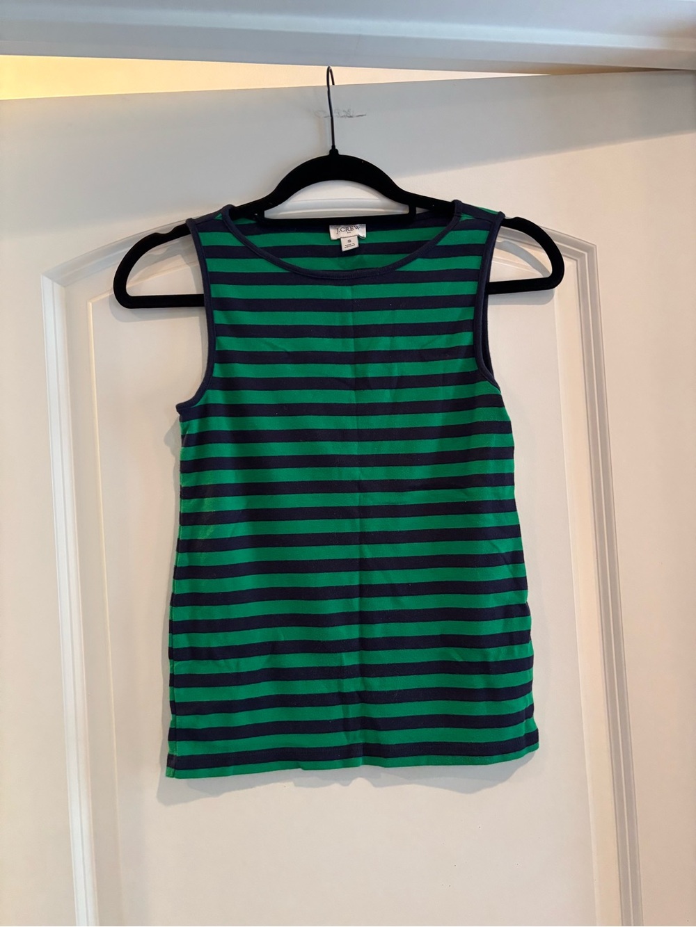 J. Crew Factory Green & Navy Striped Tank